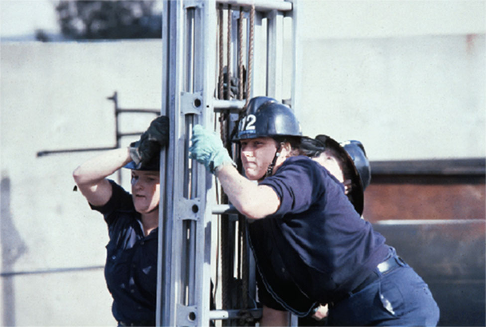 women fire fighters in training, circa 1980