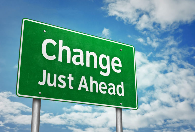 Change just ahead road sign
