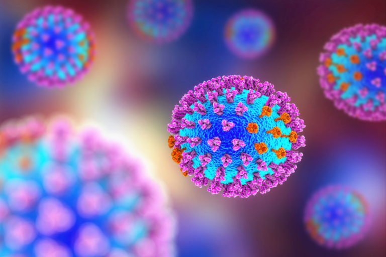 Microscopic view of influenza virus