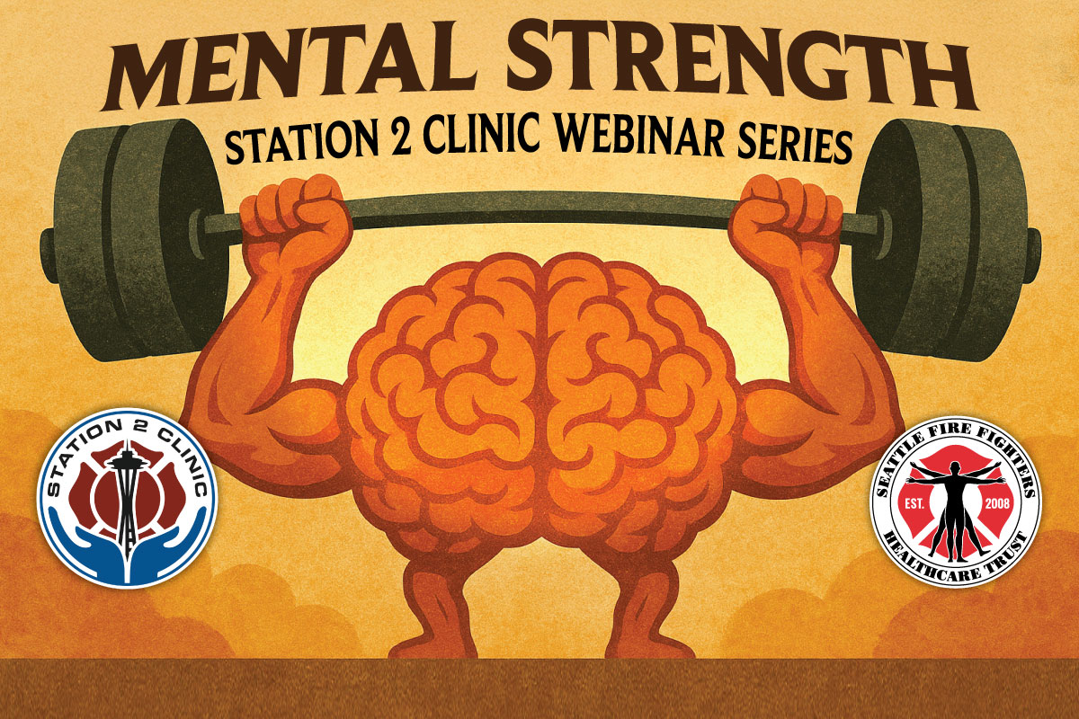 Mental Strength graphic of a brain lifting a heavy bar with weights
