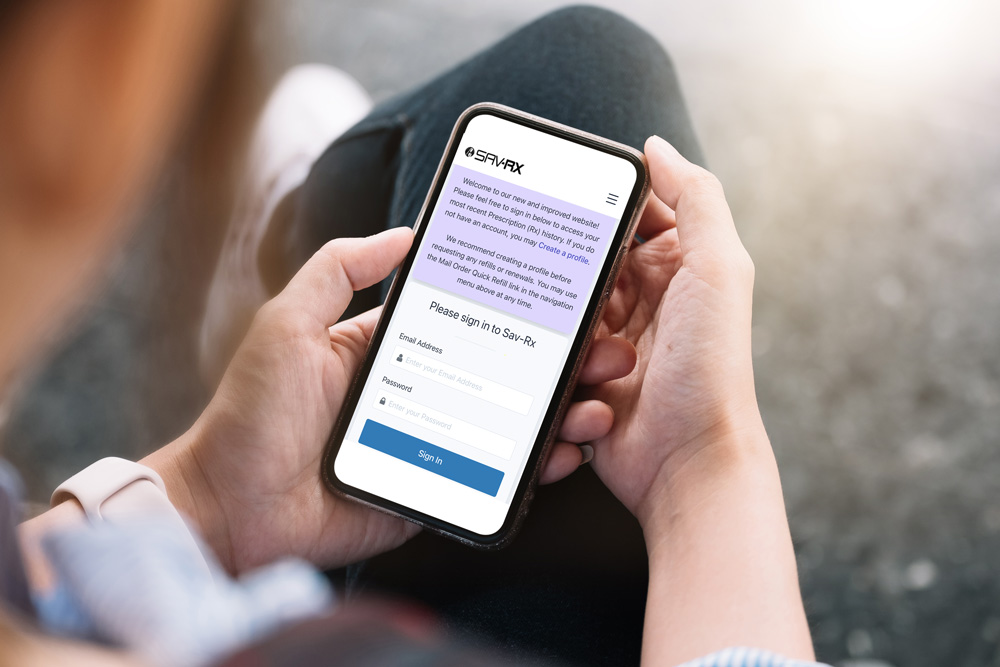 Sav-RX ordering on a mobile phone