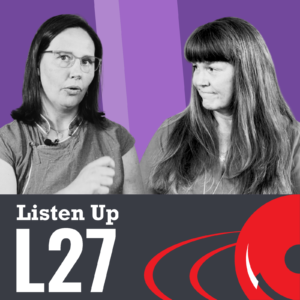 Listen Up L27 Dr. Marcie and Dr. Beth cover art purple